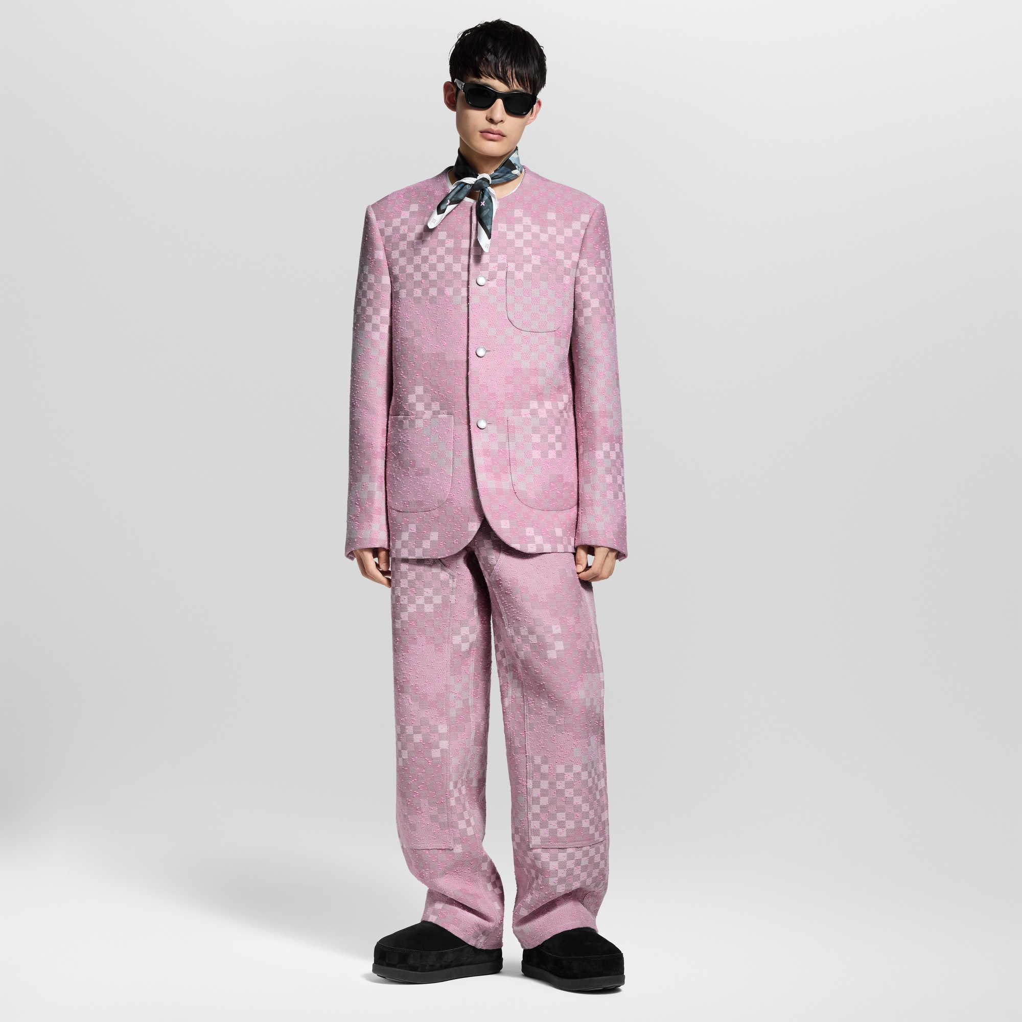 Louis Vuitton ピンク ツイードジャケット Damoflage Collarless Tweed Jacket - Ready-to-Wear | LOUIS VUITTON